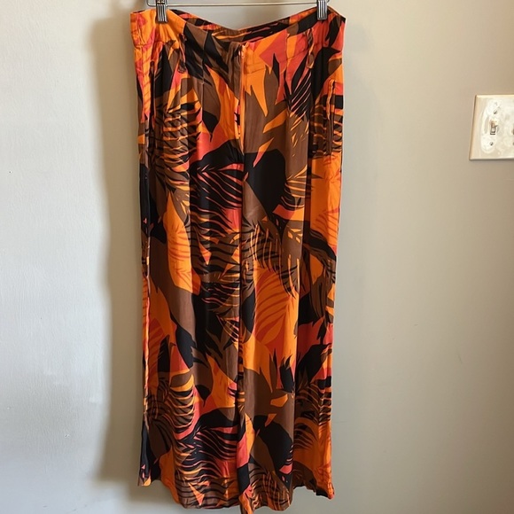 dRA Paradisas Wide Leg Pants Tropical Vibe Pockets Front Zipper Cropped Small - Picture 5 of 9
